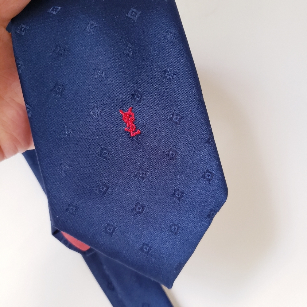 YSL Dark Blue Designer Tie - Picture 4 of 6